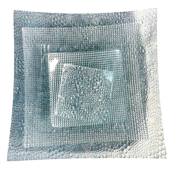 5 Plates: Handcrafted Vintage Decorative Textured Glass Serving Display Curved - Picture 1 of 11
